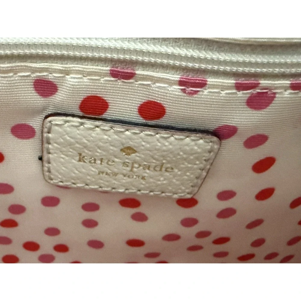 Kate Spade WELLESLEY QUINN Ivory SATCHEL‎ TOTE w/Pink Polka Dot Interior EUC